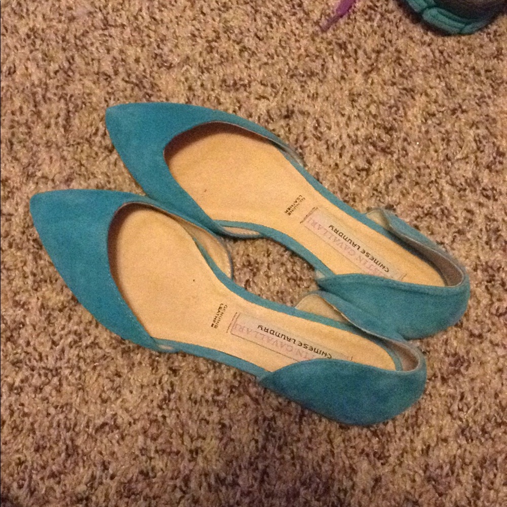 Italian leather flats turquoise size 6